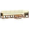 vidaXL Conjunto de Sof&aacute;s para Exterior 7 pcs Natural e Creme Poli&eacute;ster