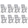 vidaXL Cadeiras de exterior dobr&aacute;veis 8pcs c/ almofad&otilde;es ac&aacute;cia maci&ccedil;a