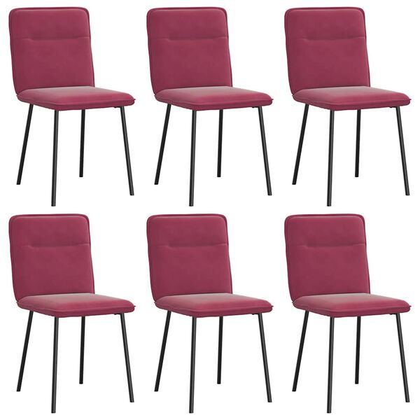 vidaXL Cadeiras de jantar 6 pcs veludo vermelho tinto