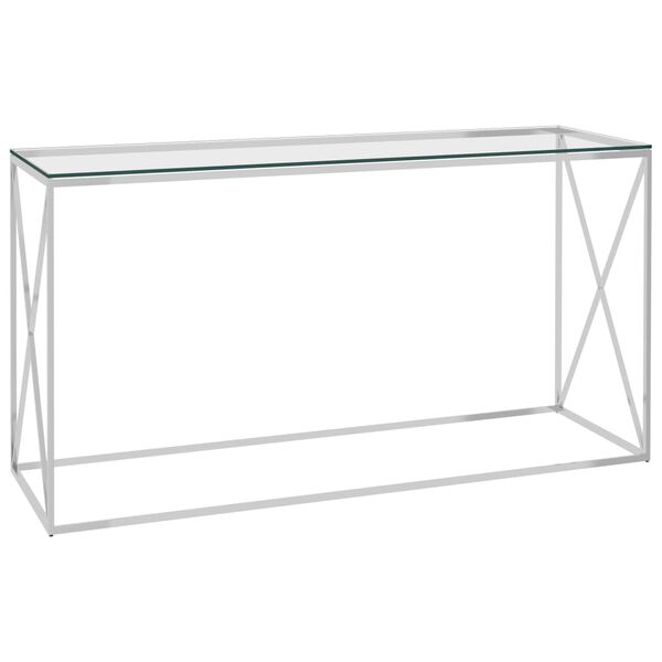 vidaXL Mesa de apoio 140x40x78 cm aço inoxidável e vidro prateado
