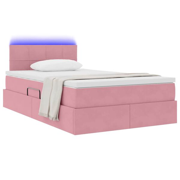 vidaXL Cama com arruma&ccedil;&atilde;o e LED com colch&atilde;o Rosa 120 x 200 cm Veludo