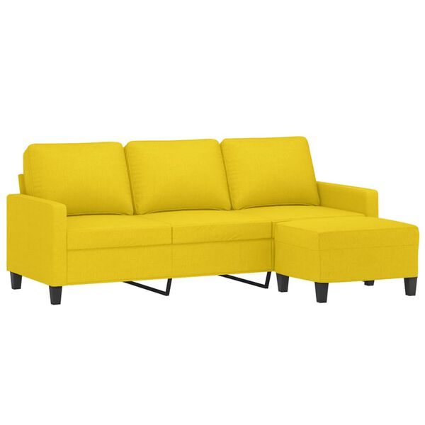 vidaXL Sofá de 3 lugares com apoio de pés 180 cm tecido amarelo-claro
