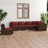 vidaXL 6 pcs conjunto lounge jardim c/ almofad&otilde;es vime PE castanho