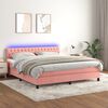 vidaXL Cama box spring c/ colch&atilde;o/LED 180x200 cm veludo rosa