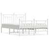 vidaXL Estrutura de cama com cabeceira e p&eacute;s 140x200 cm metal branco