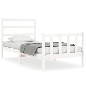 vidaXL Cama sem colch&atilde;o 90x190 cm madeira de pinho maci&ccedil;a branco