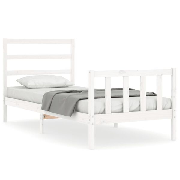 vidaXL Cama sem colchão 90x190 cm madeira de pinho maciça branco