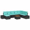 vidaXL Conjunto de Sof&aacute; de Jardim 9 unid. Preto Rattan Sint&eacute;tico