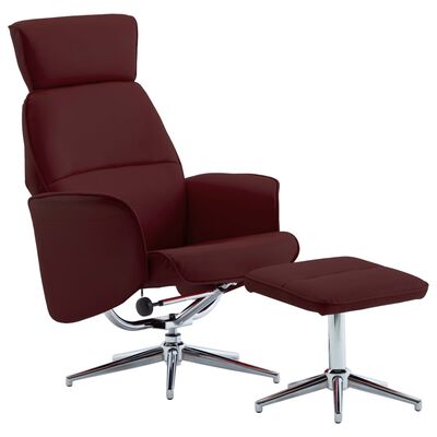 vidaXL Cadeira reclinável c/ apoio pés couro artificial vermelho tinto