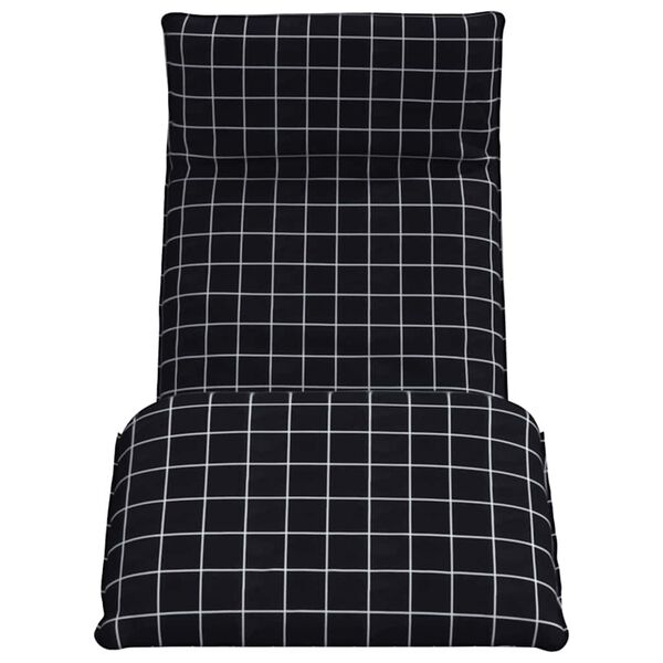 vidaXL Espregui&ccedil;adeira dobr&aacute;vel 175x54x8,5 cm xadrez preto