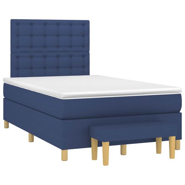 vidaXL Cama boxspring com colch&atilde;o 120x190 cm tecido azul