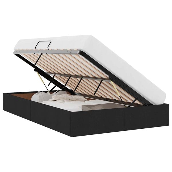 vidaXL Cama com Armazenamento com colch&atilde;o Preto 120 x 200 cm tecido