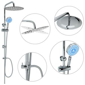 vidaXL Conjunto de duche com chuveiro fixo e de m&atilde;o a&ccedil;o inoxid&aacute;vel