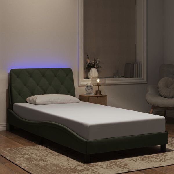 vidaXL Estrutura de cama com LED sem colch&atilde;o 100x200 cm veludo cinzento-claro