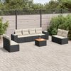 vidaXL 9 pcs conjunto de sof&aacute;s p/ jardim c/ almofad&otilde;es vime PE preto
