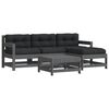 vidaXL 5pcs conjunto lounge jardim com almofad&otilde;es madeira maci&ccedil;a cinza