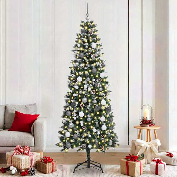 vidaXL &Aacute;rvore de Natal Artificial Verde 210 cm PVC, Pl&aacute;stico e A&ccedil;o