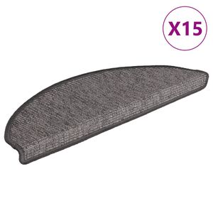 vidaXL Tapetes de escada 15 pe&ccedil;as 65x21x4 cm bege e cinza semicircular grande