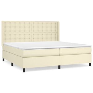 vidaXL Cama com molas/colch&atilde;o 200x200 cm couro artificial cor creme
