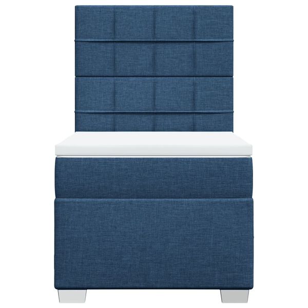 vidaXL Cama com molas/colch&atilde;o 90x190 cm tecido azul