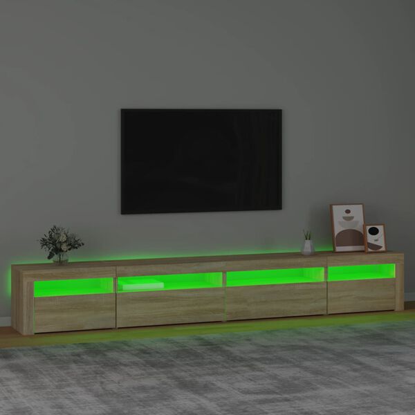 vidaXL M&oacute;vel de TV com luzes LED 270x35x40 cm carvalho sonoma