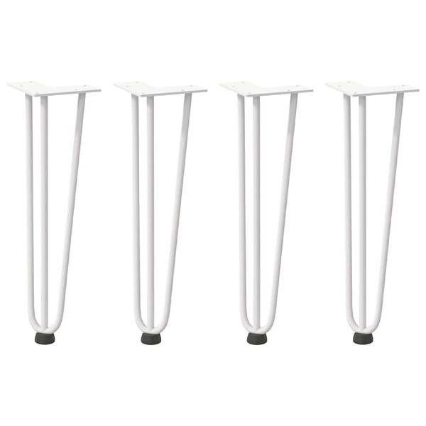 vidaXL Pernas de grampo para mesa de centro 4 pe&ccedil;as, branco, 42 cm, a&ccedil;o maci&ccedil;o