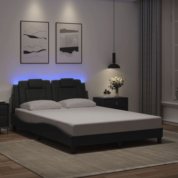 vidaXL Estrutura de cama Viana com LED sem colch&atilde;o 140x190 cm cinza