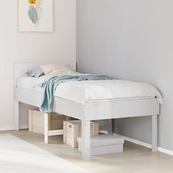 vidaXL Cama sem colch&atilde;o 90x200 cm madeira de pinho maci&ccedil;a branco