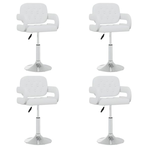 vidaXL Cadeiras de jantar girat&oacute;rias 4 pcs couro artificial branco