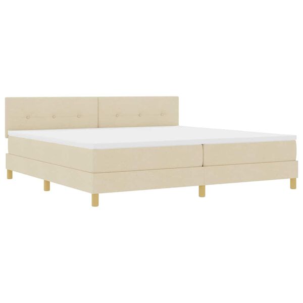 vidaXL Cama Box com almofada com cabeceira Creme 200 x 200 cm tecido