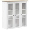 vidaXL Arm&aacute;rio c/ portas de vidro BODO pinho maci&ccedil;o branco e castanho