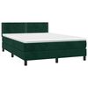 vidaXL Cama box spring c/ colch&atilde;o/LED 140x190 cm veludo verde-escuro