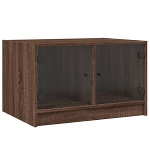 vidaXL Mesa de centro c/ portas de vidro 68x50x42 cm carvalho castanho