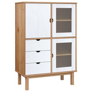 vidaXL Arm&aacute;rio alto OTTA 85x43x125 cm pinho maci&ccedil;o castanho/branco