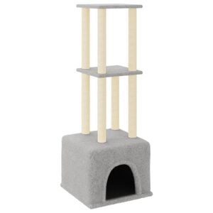 vidaXL &Aacute;rvore gatos c/ postes arranhadores sisal 133,5 cm cinza-claro