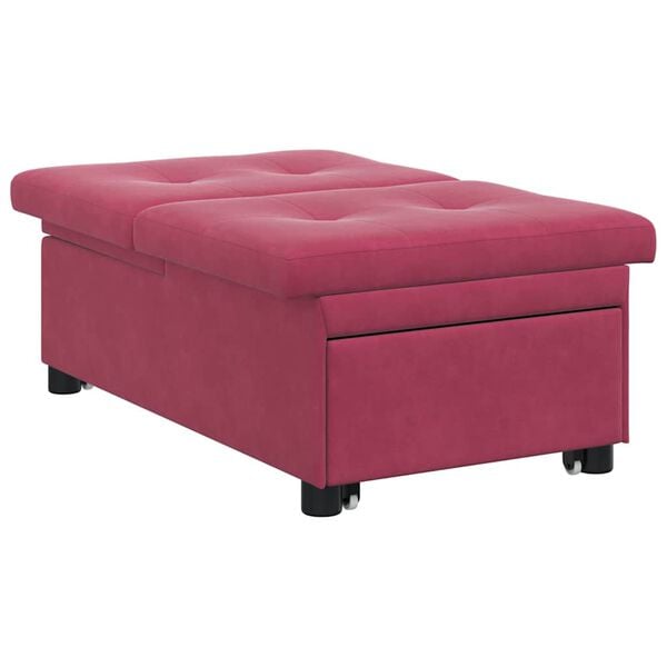 vidaXL Sof&aacute;-Cama Vinho Vermelho 194 x 67 x 82 cm Veludo