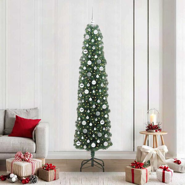 vidaXL &Aacute;rvore de Natal Artificial Verde 210 cm PVC e A&ccedil;o e Pl&aacute;stico