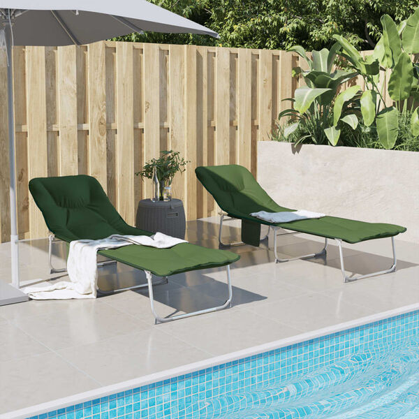 vidaXL Espregui&ccedil;adeira dobr&aacute;vel tecido verde-escuro