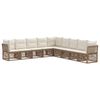 vidaXL Conjunto de Sof&aacute; de Jardim 9 pcs Bege vime PE