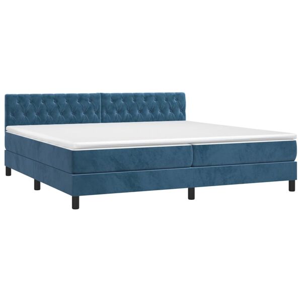 vidaXL Cama box spring c/ colchão/LED 200x200 cm veludo azul-escuro