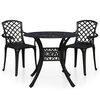 vidaXL 3 pcs conjunto de bistr&ocirc; alum&iacute;nio fundido preto