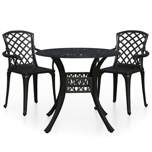 vidaXL 3 pcs conjunto de bistr&ocirc; alum&iacute;nio fundido preto