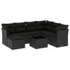 vidaXL 8 pcs conjunto sof&aacute;s de jardim com almofad&otilde;es vime PE preto