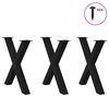 vidaXL P&eacute;s para mesa de jantar em formato de X, 3 pe&ccedil;as, preto, 70x(72-73) cm, a&ccedil;o