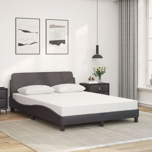 vidaXL Cama com colch&atilde;o Dover 120x200 cm couro artificial cinzento
