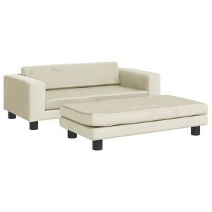 vidaXL Sof&aacute; infantil com apoio de p&eacute;s 100x50x30 cm veludo cor creme