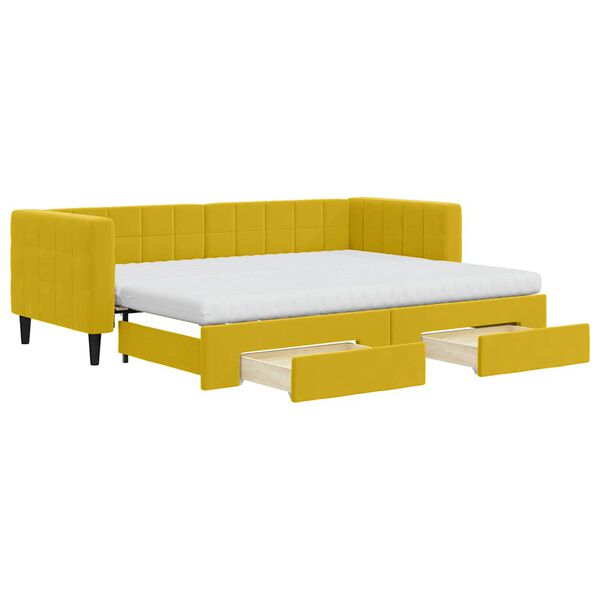 vidaXL Sof&aacute;-cama com gavet&atilde;o e gavetas 80x200 cm veludo amarelo