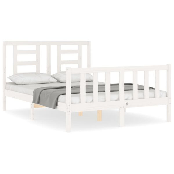 vidaXL Cama sem colch&atilde;o 140x190 cm madeira de pinho maci&ccedil;a branco