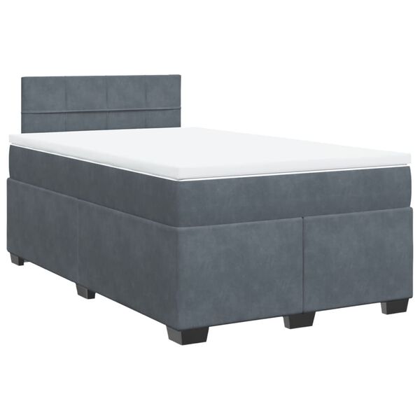 vidaXL Cama boxspring com colch&atilde;o 120x190 cm veludo cinzento-escuro