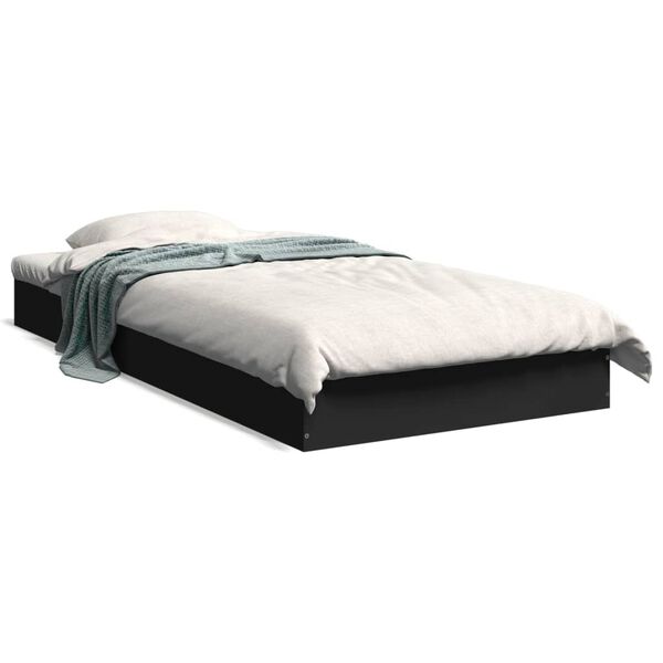 vidaXL Estrutura de cama 75x190 cm derivados de madeira preto